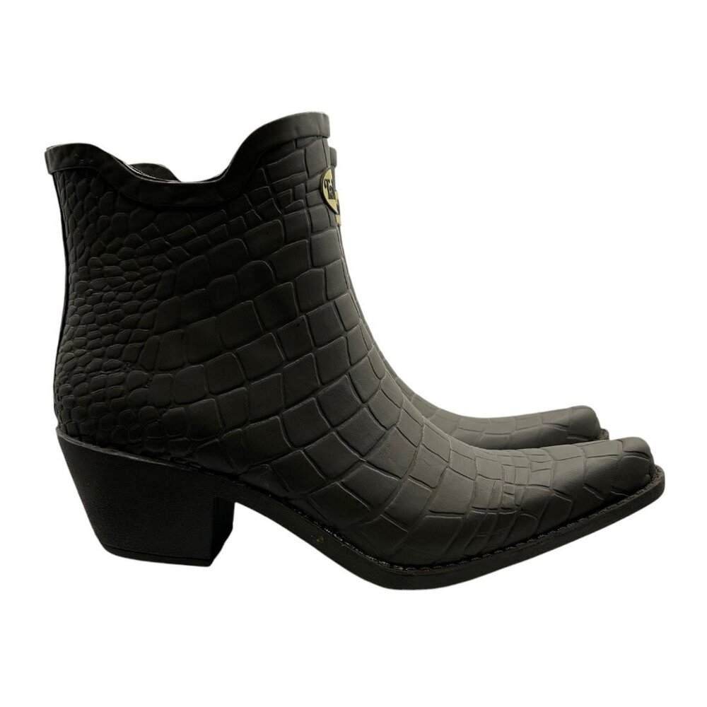 Talolo Boho Cowboy Pointy Toe Croc Embossed Rubber Ankle Boots (7) - Picture 2 of 15